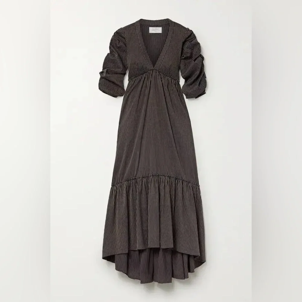 LA LIGNE Gitane Ruched Striped Cotton-Blend Dress size medium w/ pockets - Picture 5 of 12